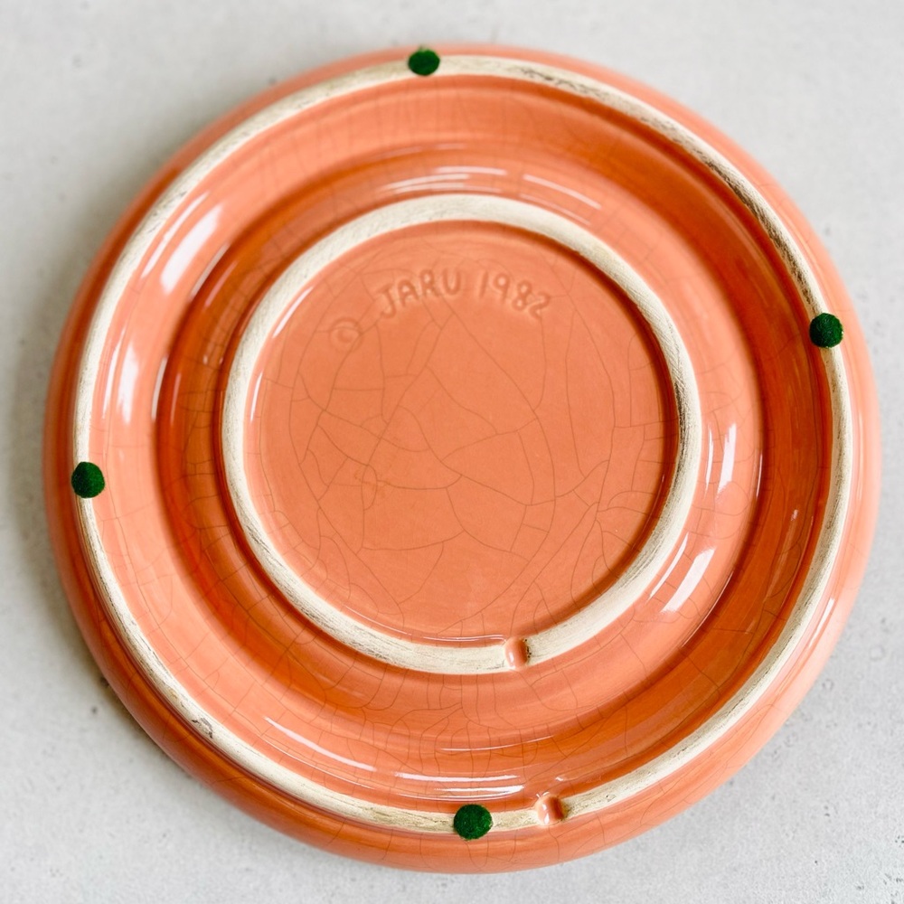 Vintage Jaru Pottery Ceramic 1982 Coral Tone Crazed Round Ashtray - Picture 4 of 4